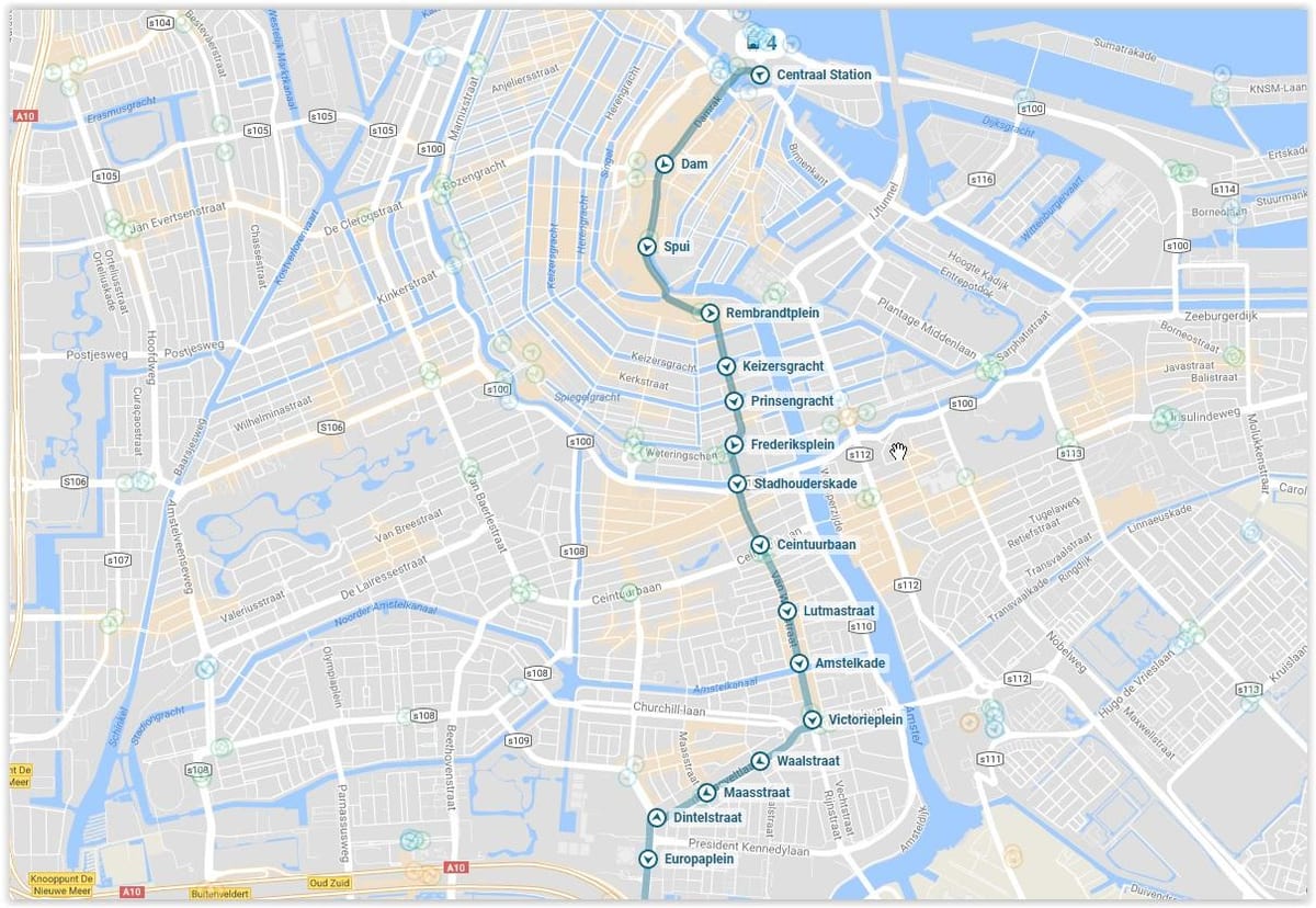 阿姆斯特丹的电车路线图4