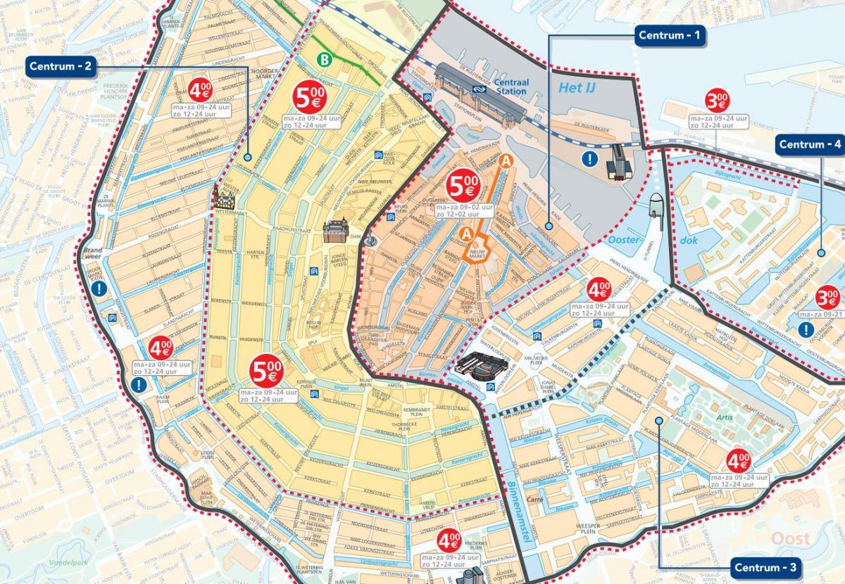 阿姆斯特丹的停车区的地图