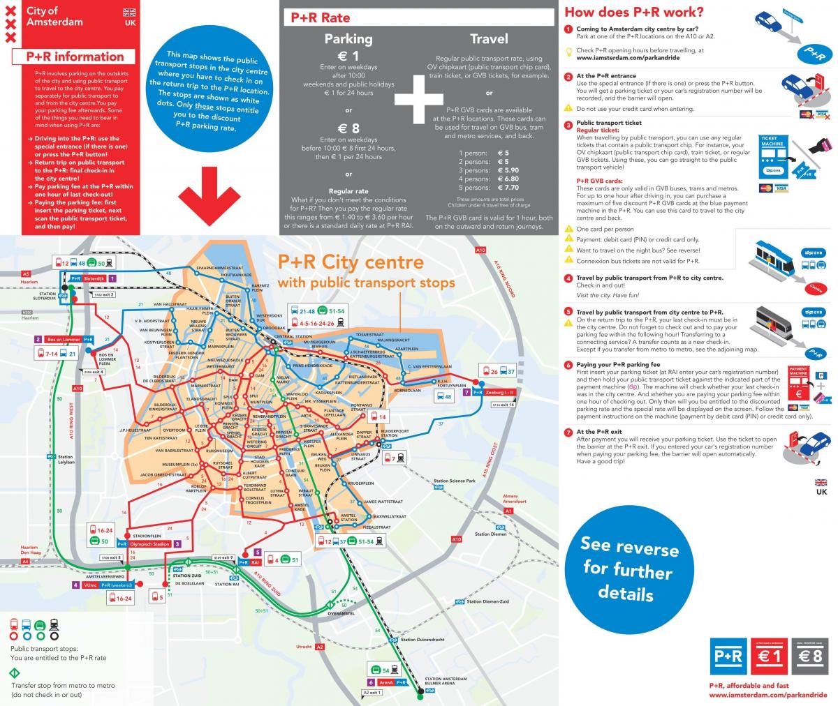 阿姆斯特丹公园和乘坐的位置地图