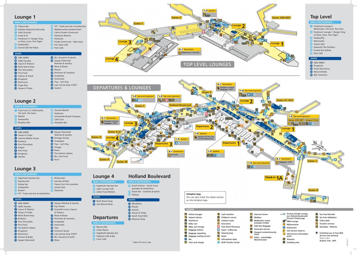 阿姆斯特丹机场购物的地图