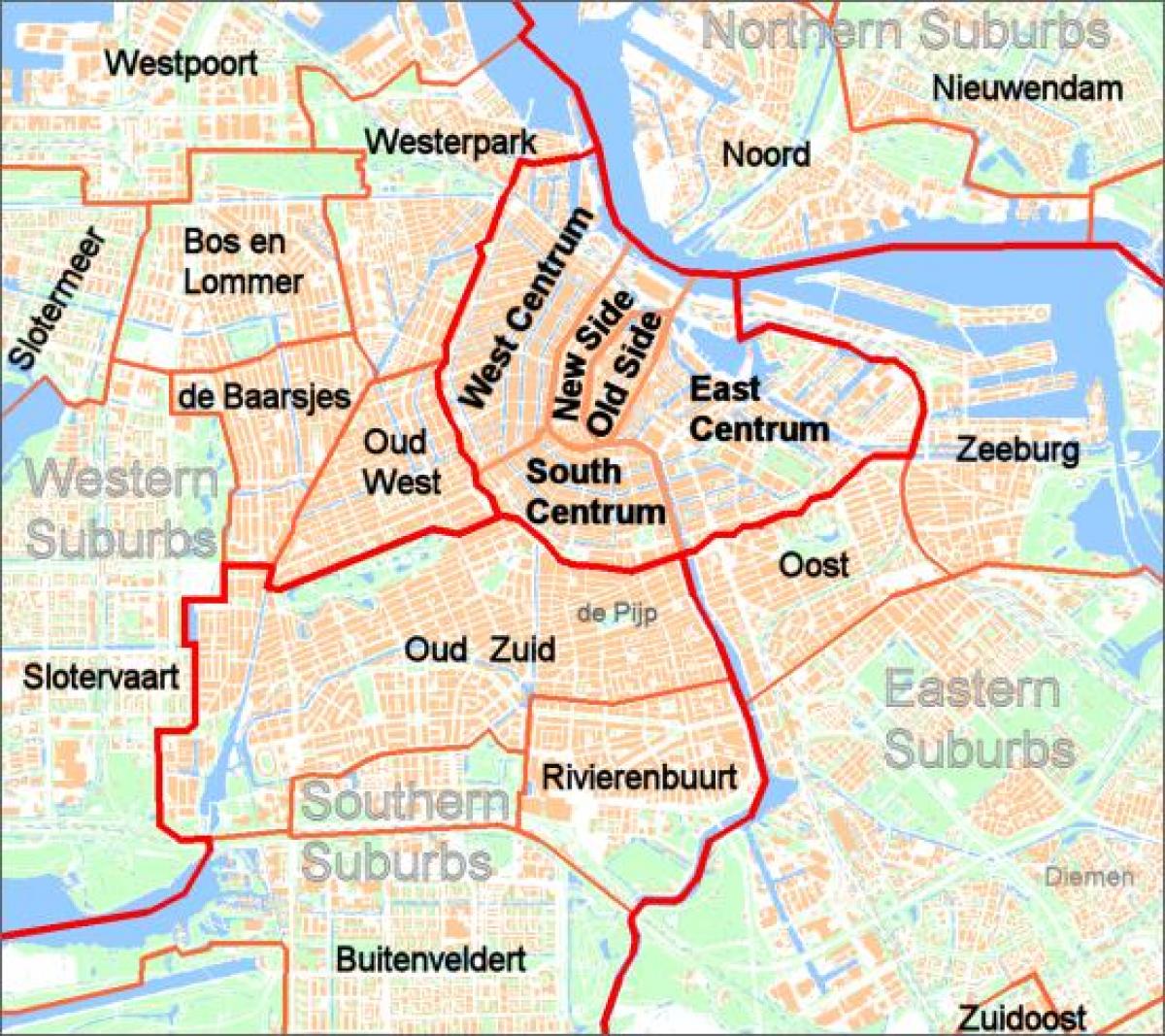 地图郊区的阿姆斯特丹