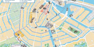 地图姆斯特丹运河船的路线