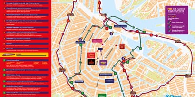 阿姆斯特丹跳上跳下运河船艇的地图
